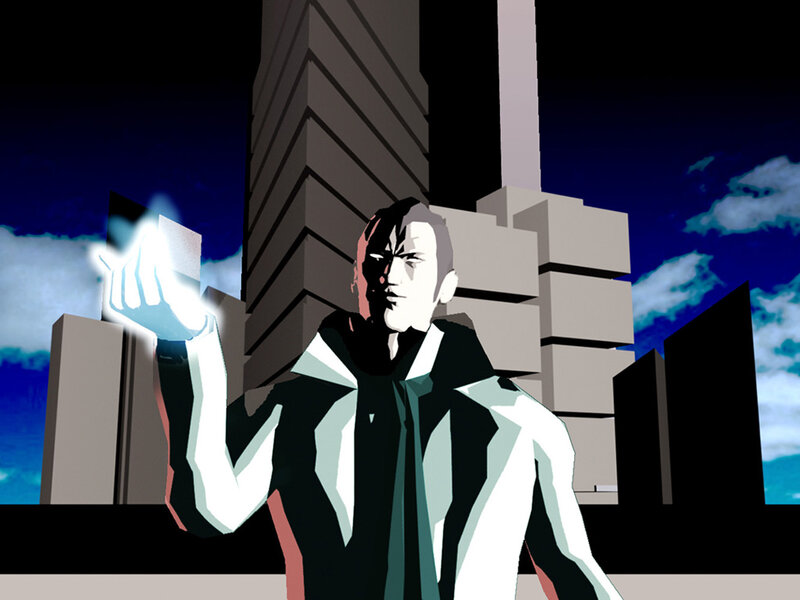 Man with Glowing Hand — Black, Dramatic, Night