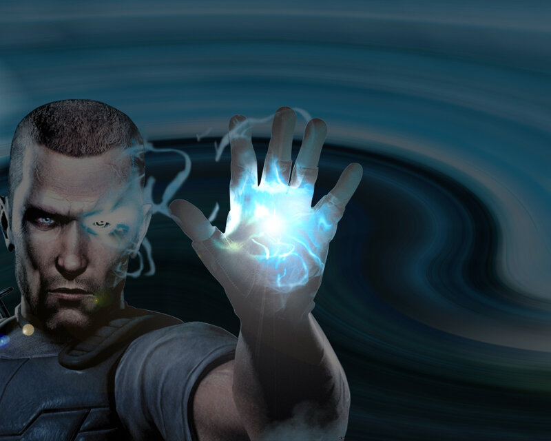 Man with Glowing Hand — Blue