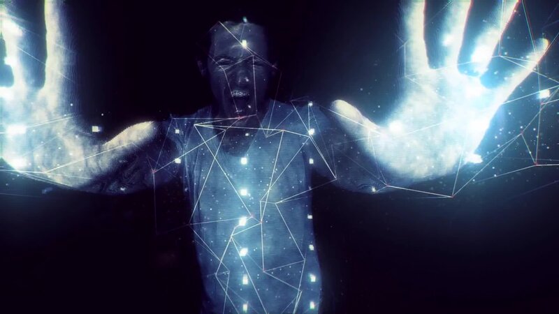 Man with Glowing Hands — Blue, Dramatic, Digital Art