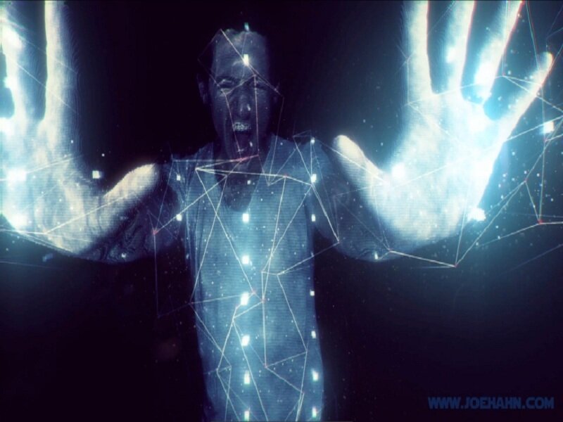 Man with Glowing Hands — Blue