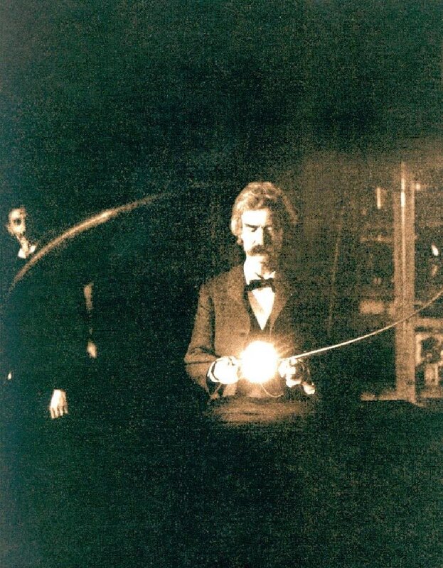 Man with glowing light bulb