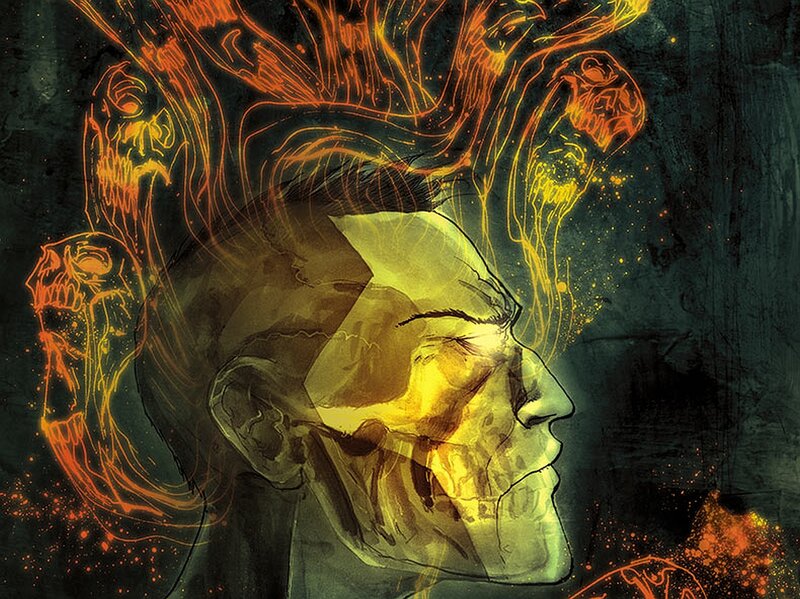 Man with Glowing Skull