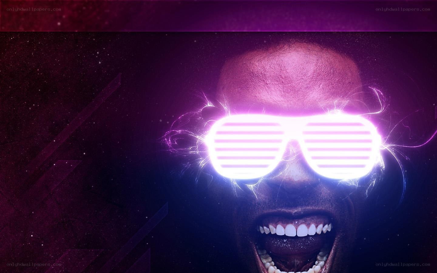man with glowing sunglasses