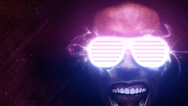 man with glowing sunglasses