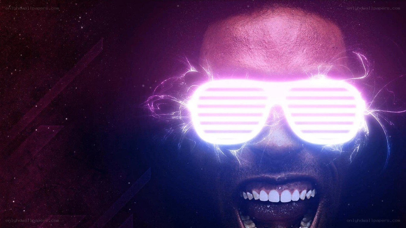man with glowing sunglasses