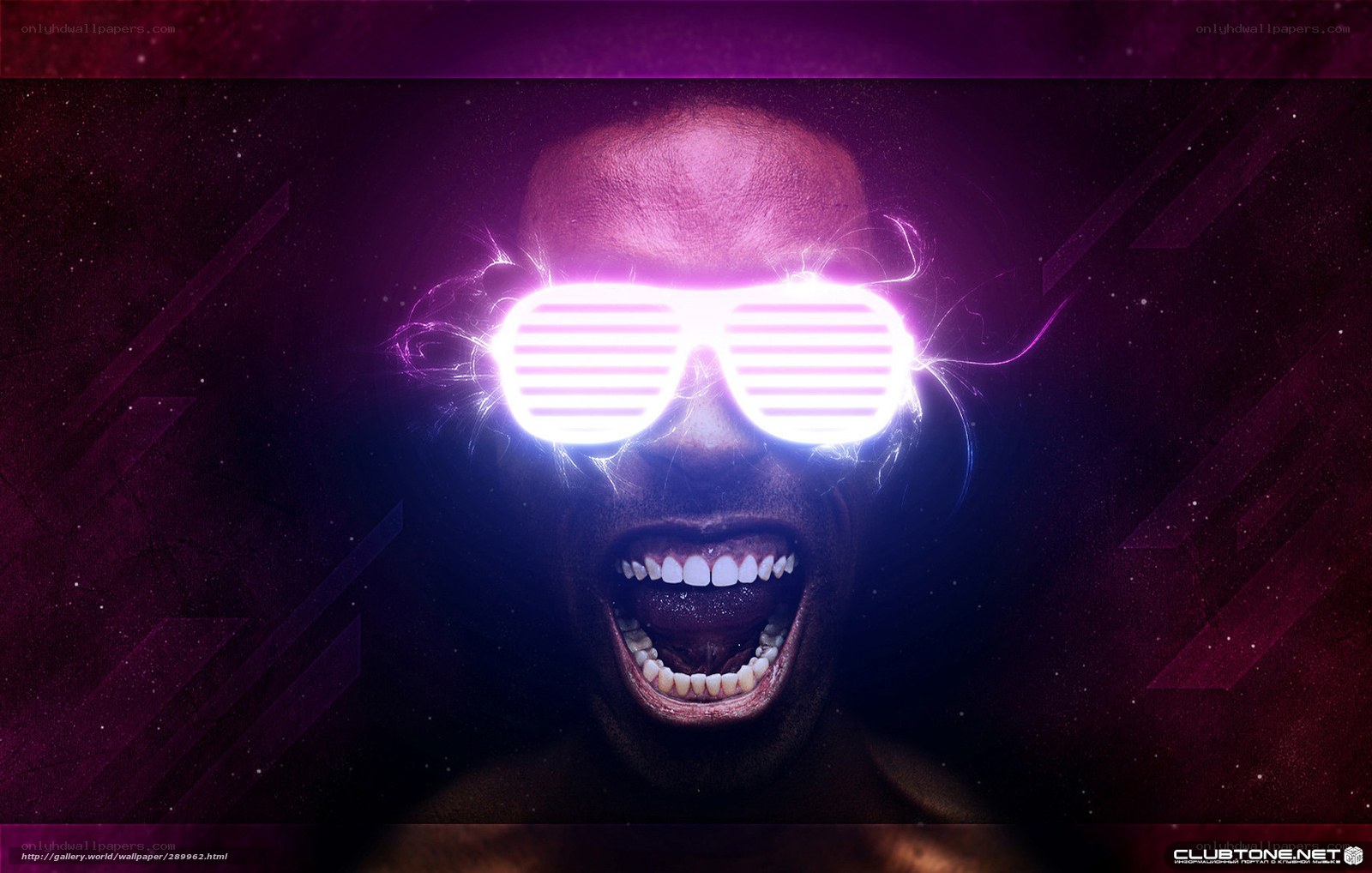 man with glowing sunglasses