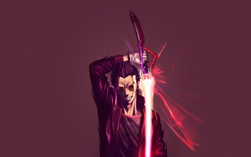 Man with Glowing Sword — Purple