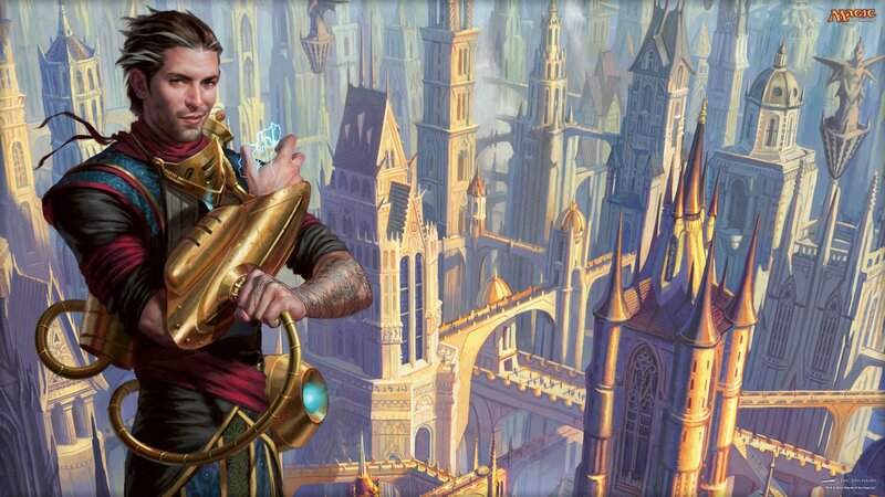 Man with Golden Device