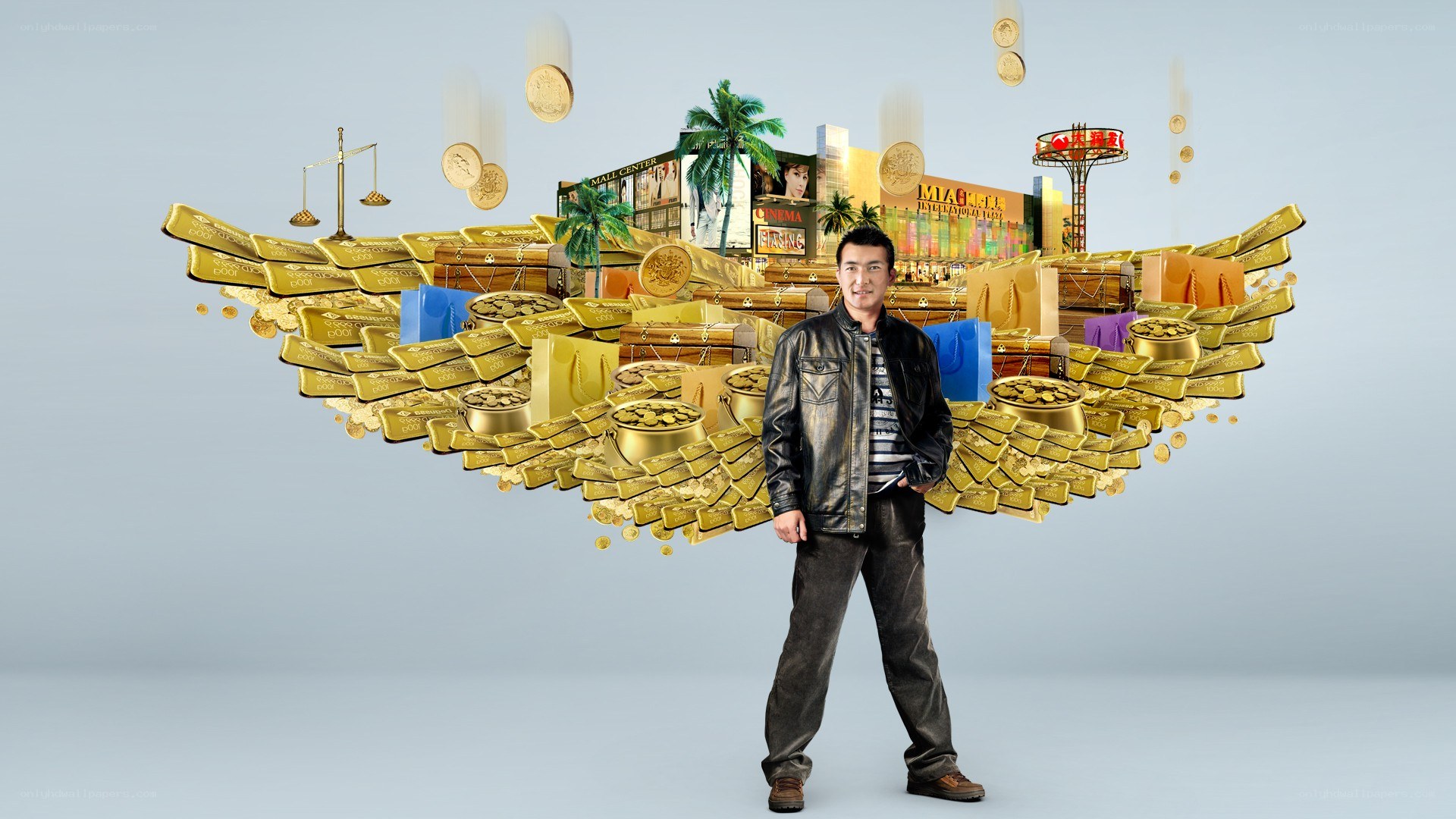 man with golden wings