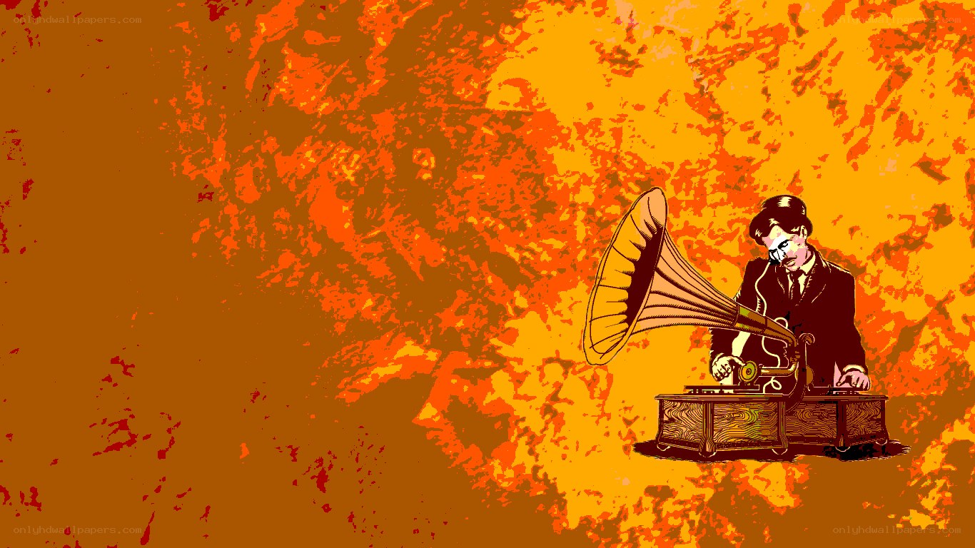 man with gramophone illustration