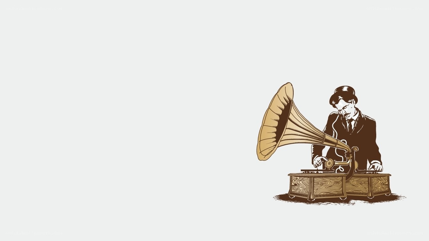 man with gramophone illustration
