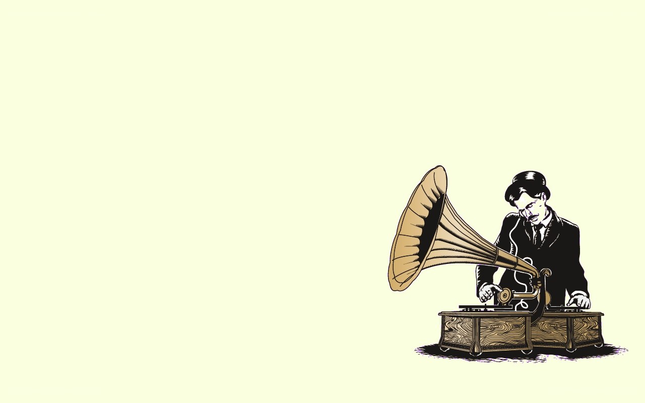 man with gramophone illustration