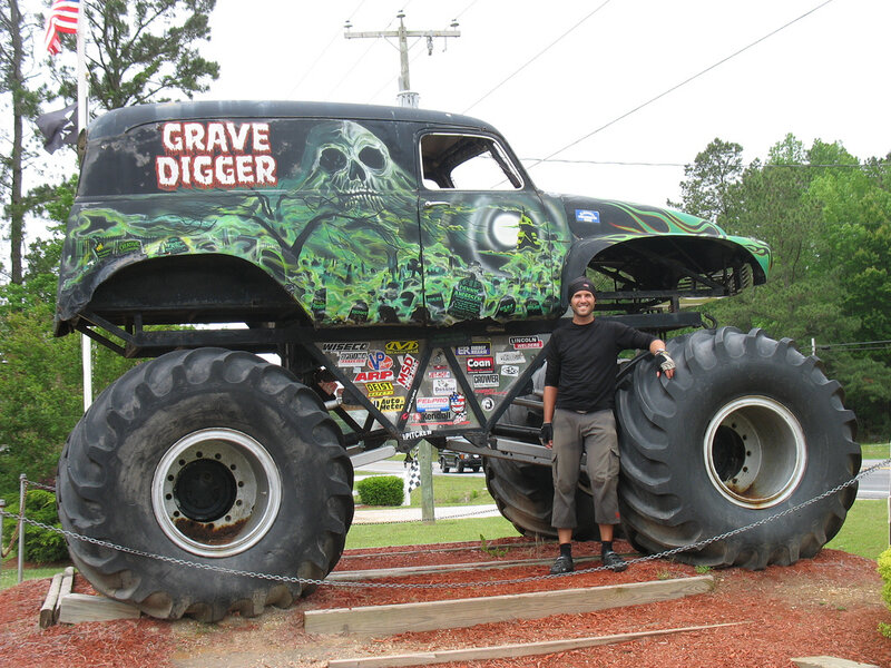 Man with Grave Digger monster truck