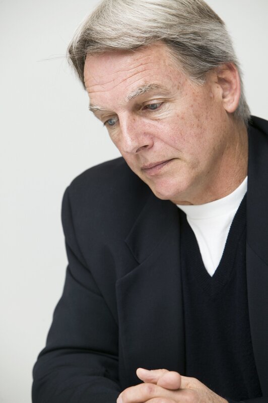 Man with Gray Hair — Black, Serious, Photograph, White Shirt