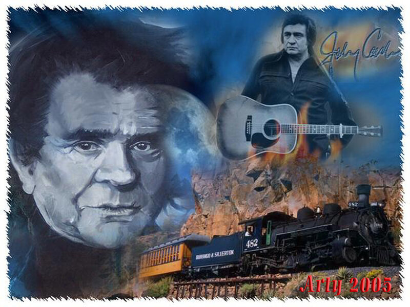 Man with Guitar and Train