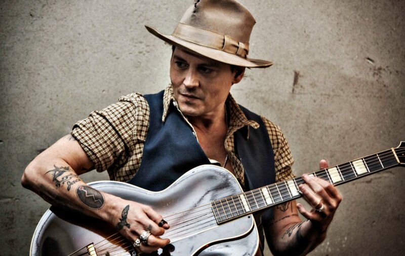 Man with Guitar — Brown, Dramatic, Photograph