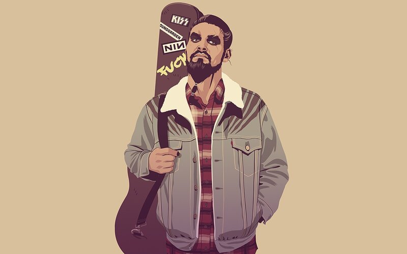 man with guitar case