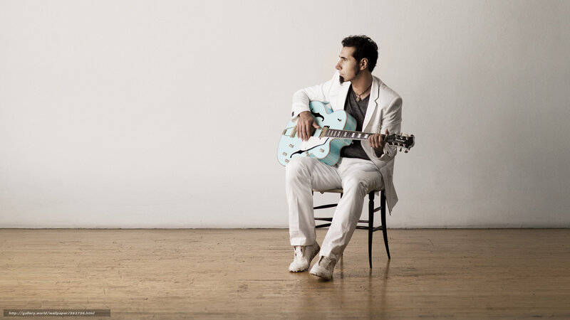 Man with Guitar — White, Calm