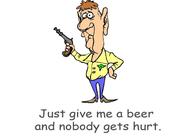 man with gun and beer quote