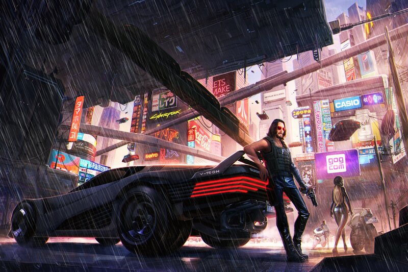 Man with Gun and Car