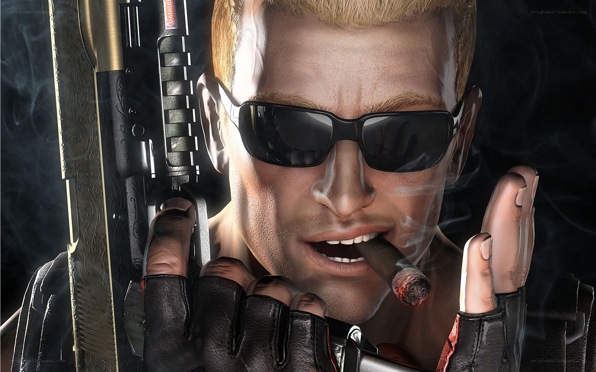 man with gun and cigar