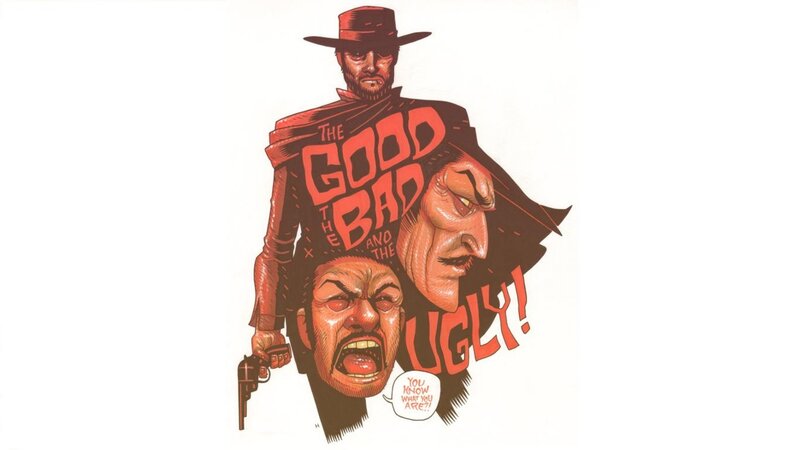 Man with Gun and Faces