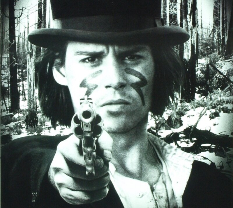 Man with Gun in Forest — Black