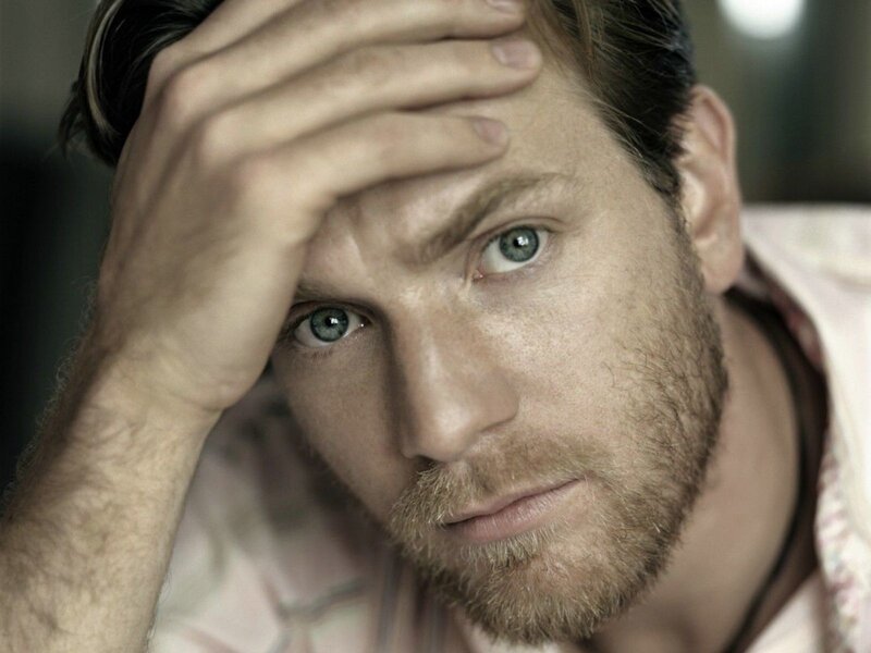 Man with Hand on Forehead — Brown, Intense