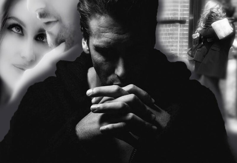 Man with Hands Clasped — Black, Dramatic, Photograph, Woman