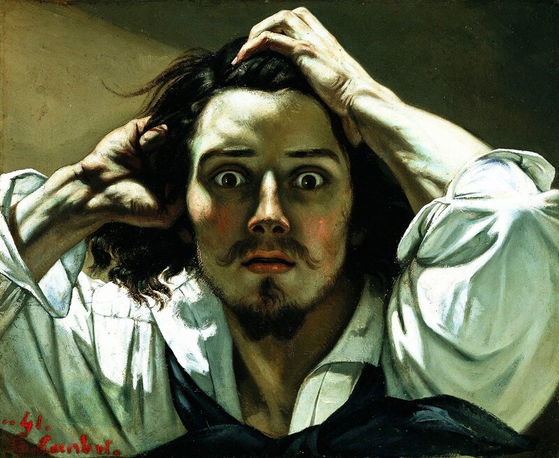 Man with Hands in Hair — White, Dramatic
