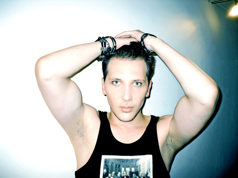 Man with Hands in Hair — White