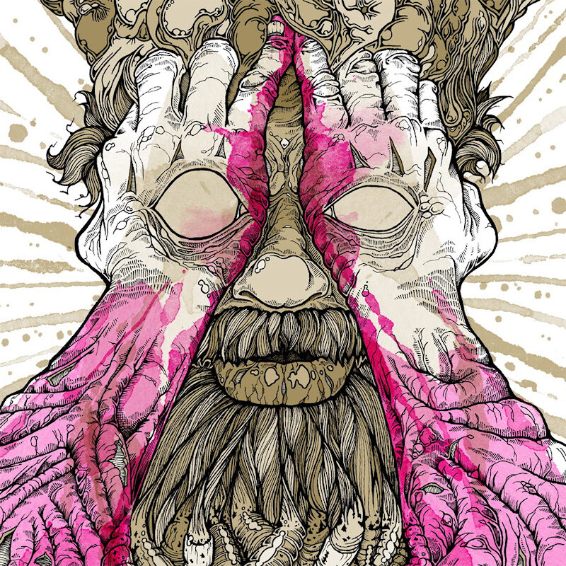 man with hands on face