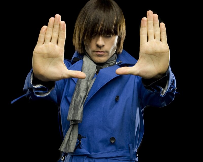 Man with Hands Up — Blue