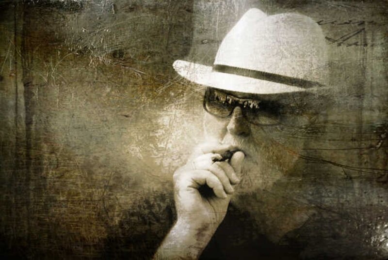 Man with Hat and Glasses — Brown, Dramatic