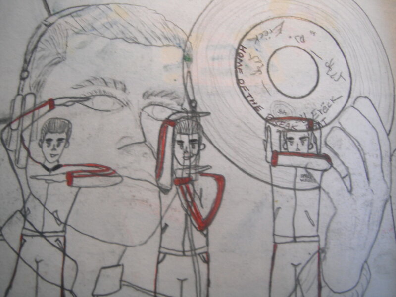 Man with Headphones — Black, Abstract