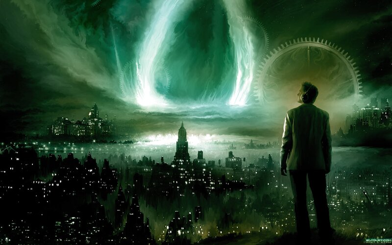 Man with Headphones — Green, Dramatic, Night