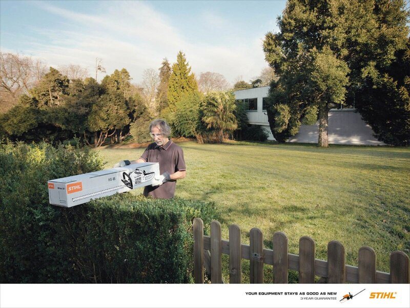 man with hedge trimmer box