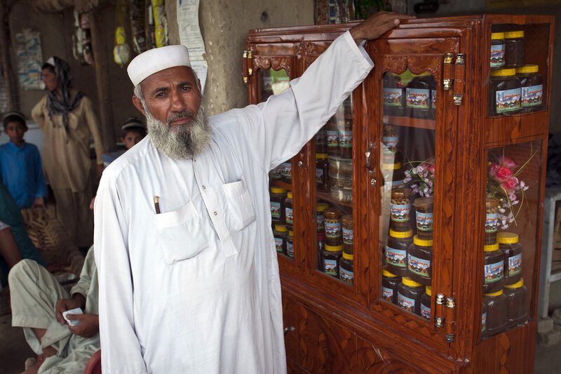 Man with honey display