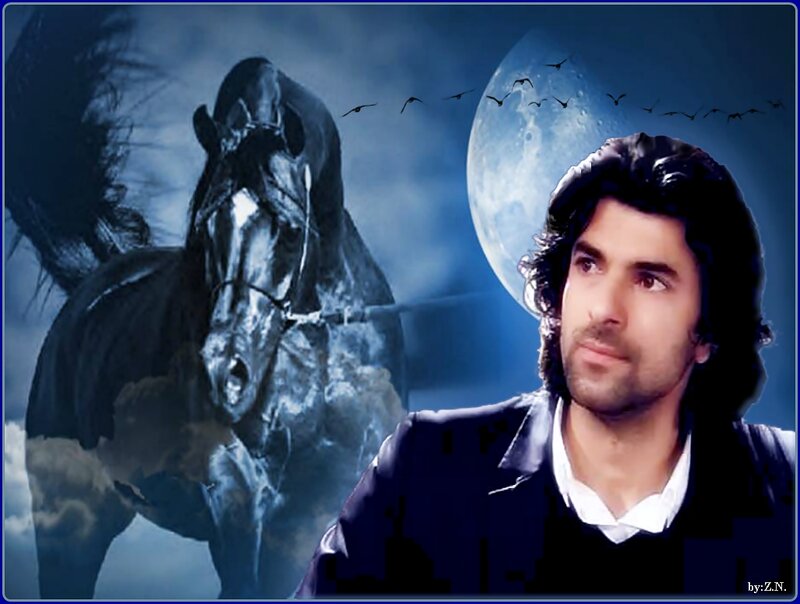 Man with Horse — Blue