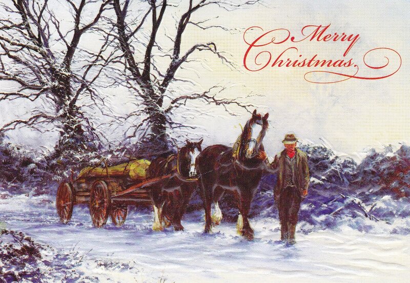 Man with Horse-drawn Cart — White