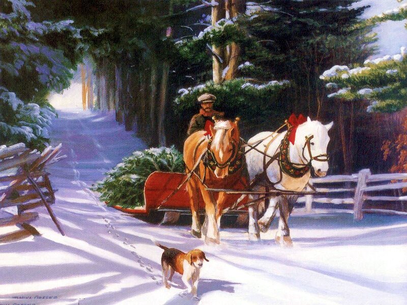 Man with Horses and Sleigh