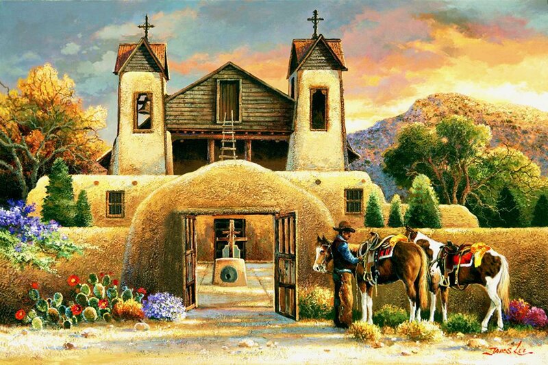 Man with Horses at Church