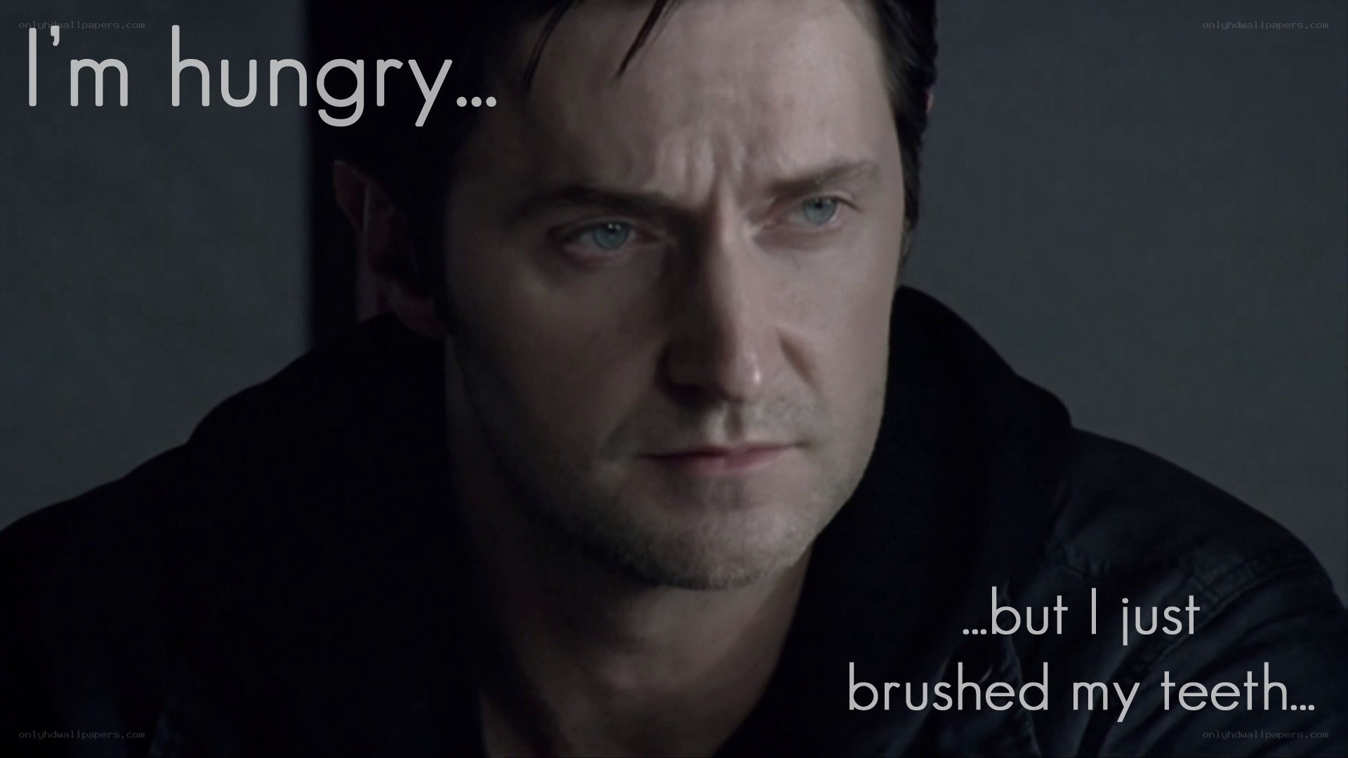 man with hungry expression