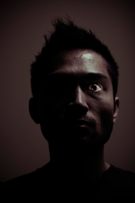 man with intense gaze