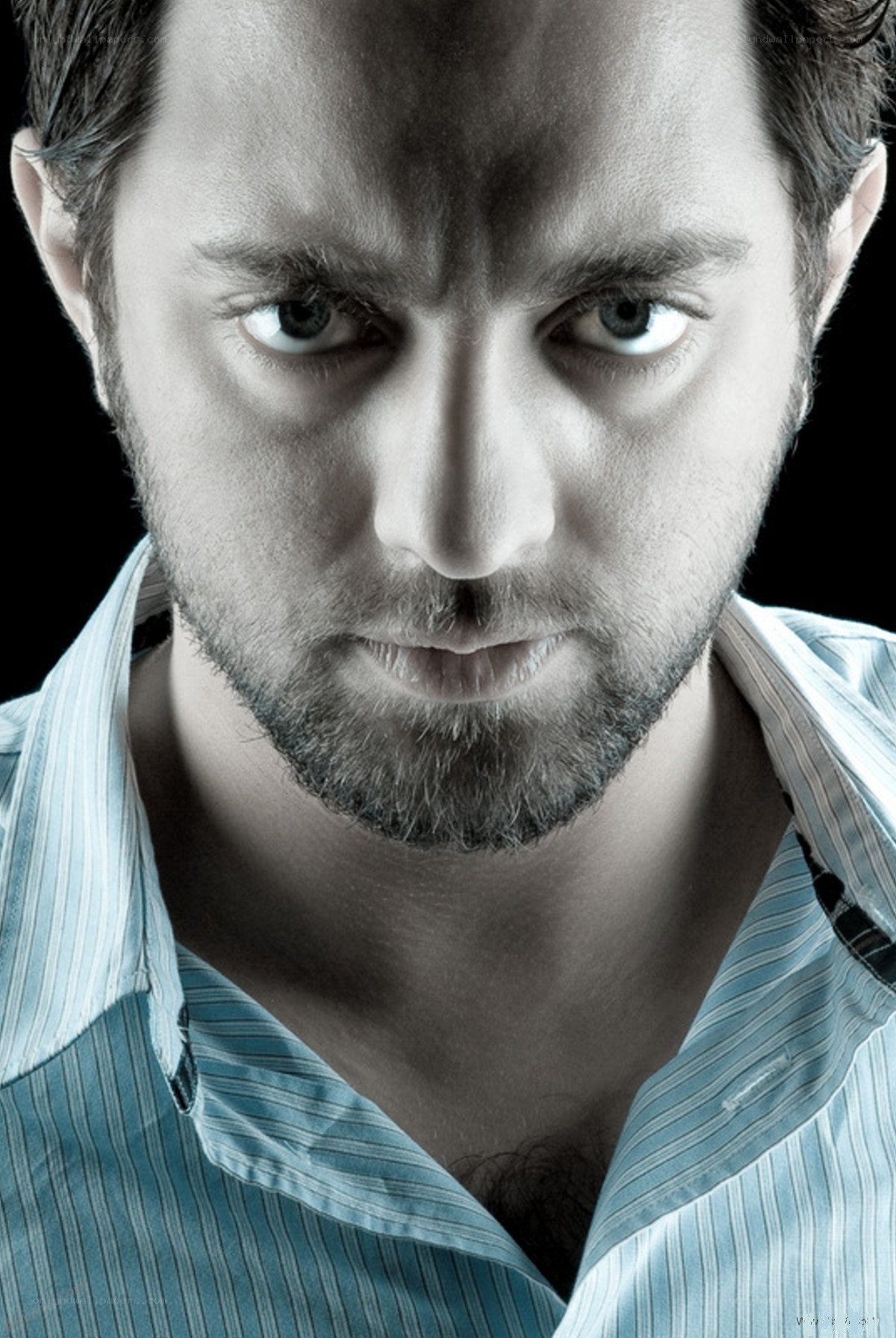 man with intense gaze