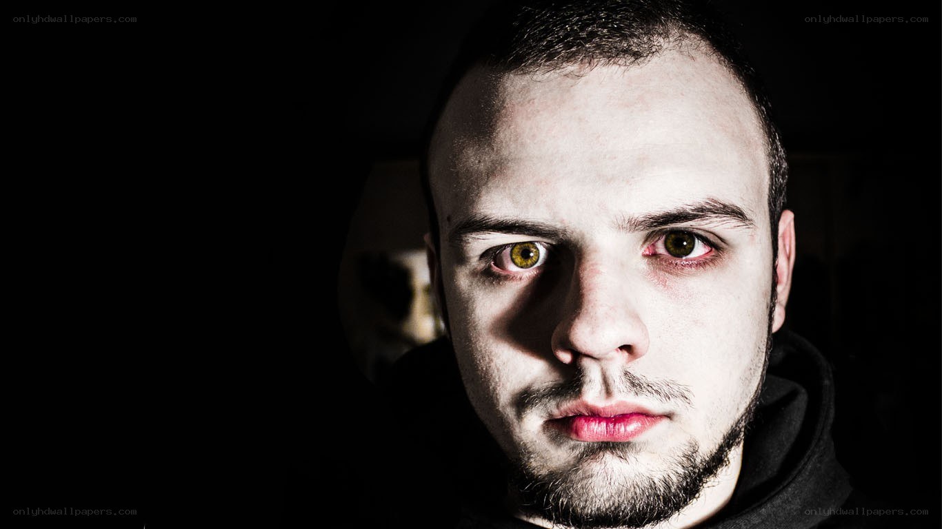 man with intense gaze