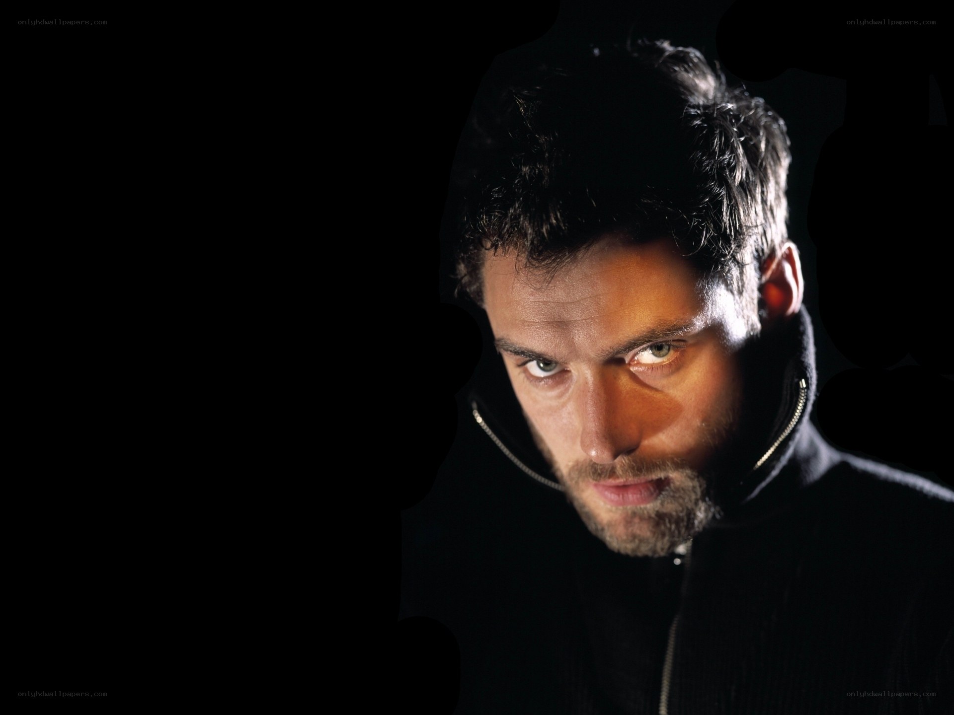 man with intense gaze