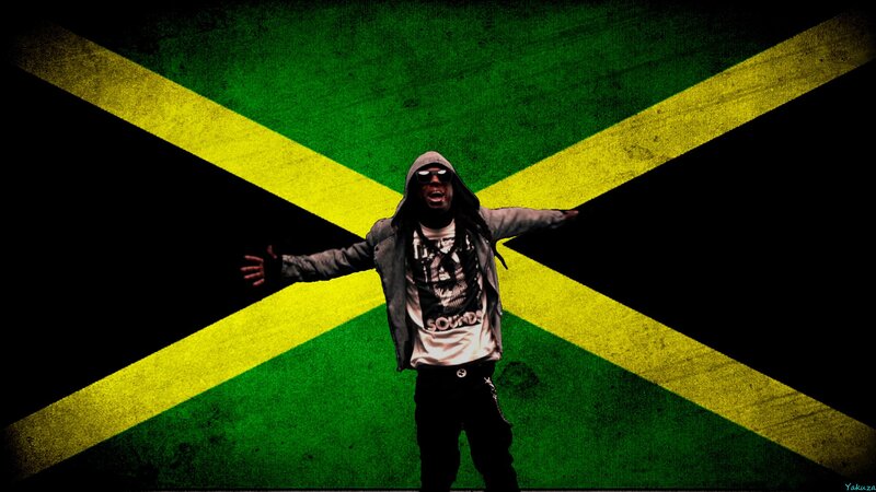 man with jamaican flag background