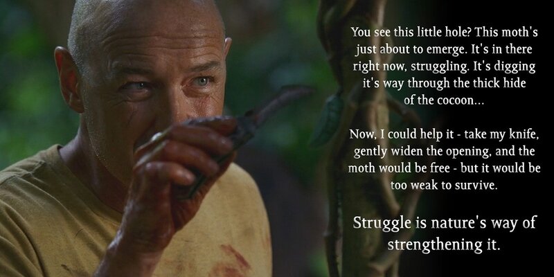 man with knife in jungle