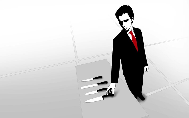 man with knives in suit